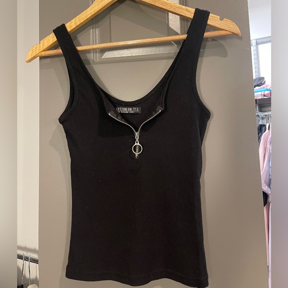 Cotton On Black Ribbed Quarter Zip Tank Top | Women’s Size Small - Picture 3 of 6